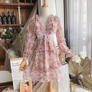 ĐẦM HOA CUT EO HỞ LƯNG 10466