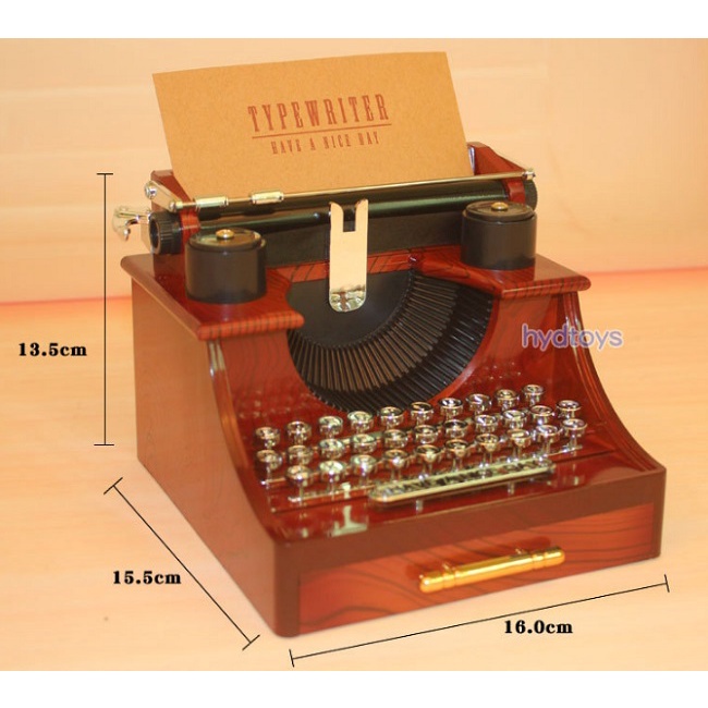 [CỠ ĐẠI] Hộp nhạc lên dây cót máy đánh chữ (16x15.5x13.5cm)