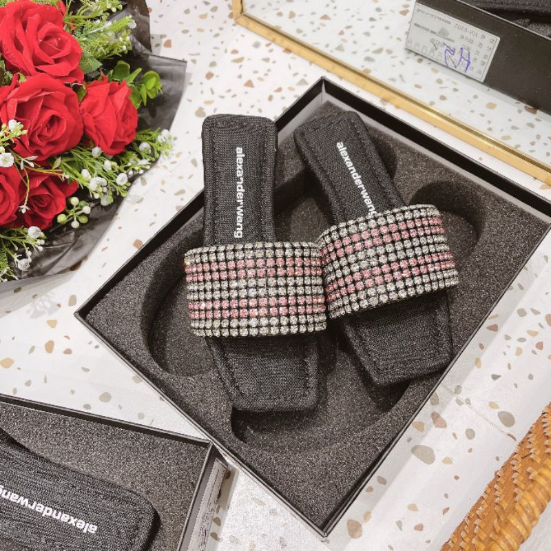 Dép lê quai đá Alex Wangg siêu hot hồng xanh trắng