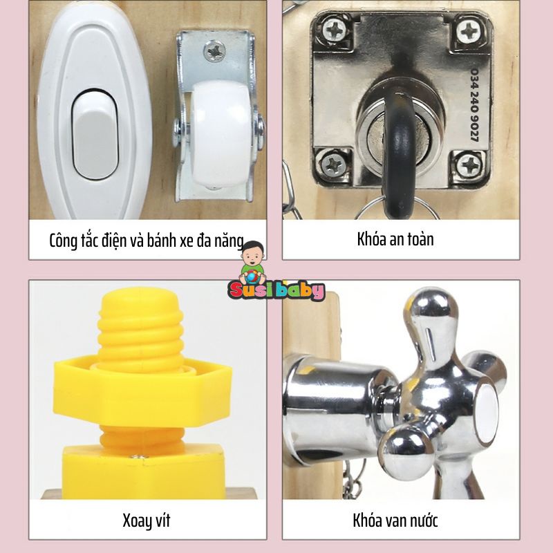 [KÈM QUÀ TẶNG] Khối Bận Rộn 6 Mặt Giúp Tăng Cường Kĩ Năng Sử Dụng Đồ Dùng Trong Nhà Cho Bé - Đồ Chơi Cho Bé