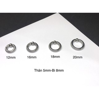 Khuyên tròn 1 bi thân 5mm / vòng đeo nong