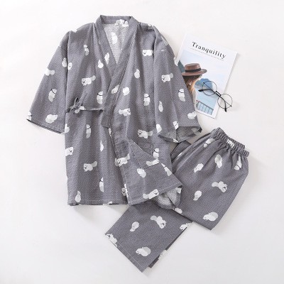 Bộ Đồ Ngủ Vải Cotton Mỏng Kiểu Kimono Nhật Bản Cá Tính Cho Các Cặp Đôi