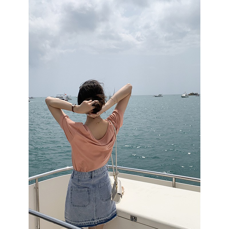 Chân váy Jean ngắn Denim Lưng cao Dáng chữ A Bạc màu Viền tua rua Mùa Hè Ulzzang Hàn Quốc Cạp cao | BigBuy360 - bigbuy360.vn