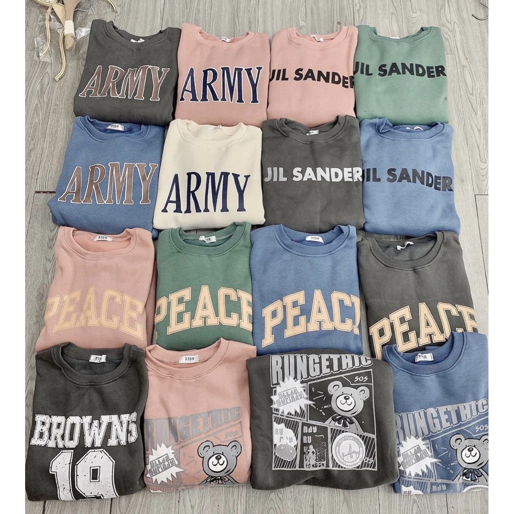 Áo Sweater Nỉ Form Rộng Hàng 3158 Nhiều Hình + Màu Sắc