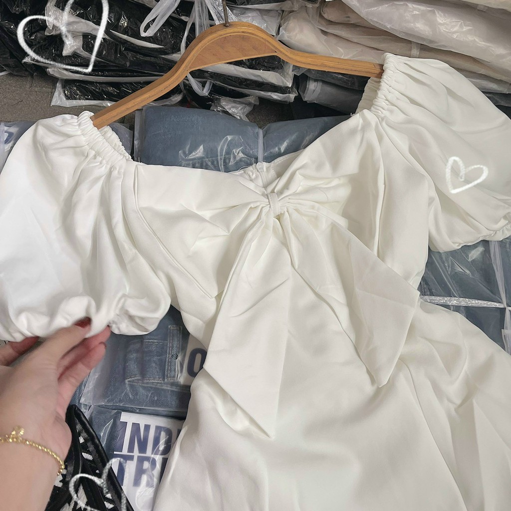 [Hàng Chuẩn Form] Váy trắng dự tiệc nơ ngực xòe xinh xắn, đầm trắng đẹp CÓ VÁY BIGSIZE | BigBuy360 - bigbuy360.vn