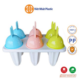 Khuôn làm kem 6 que nhựa Việt Nhật Plastic nắp tròn tay cầm tai thỏ ngộ nghĩnh