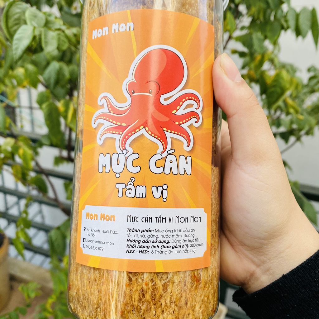 MỰC CÁN TẨM VỊ - 300gr Hũ Pet - Monmon Food - Đồ Ăn Vặt Hà Nội