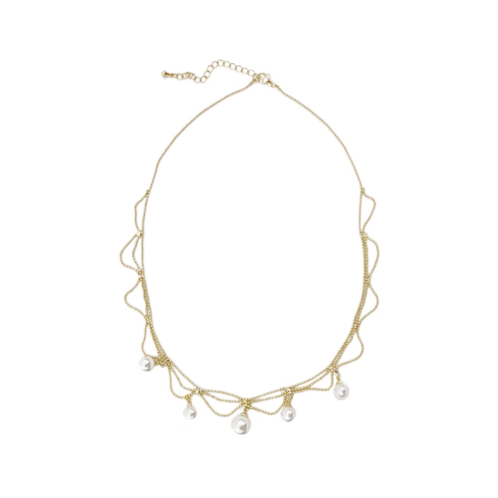 Dây Chuyền Nhiều Lớp Đính Ngọc Trai Phong Cách Công Chúa Cổ Điển Sang Trọng Dành Cho Nữ