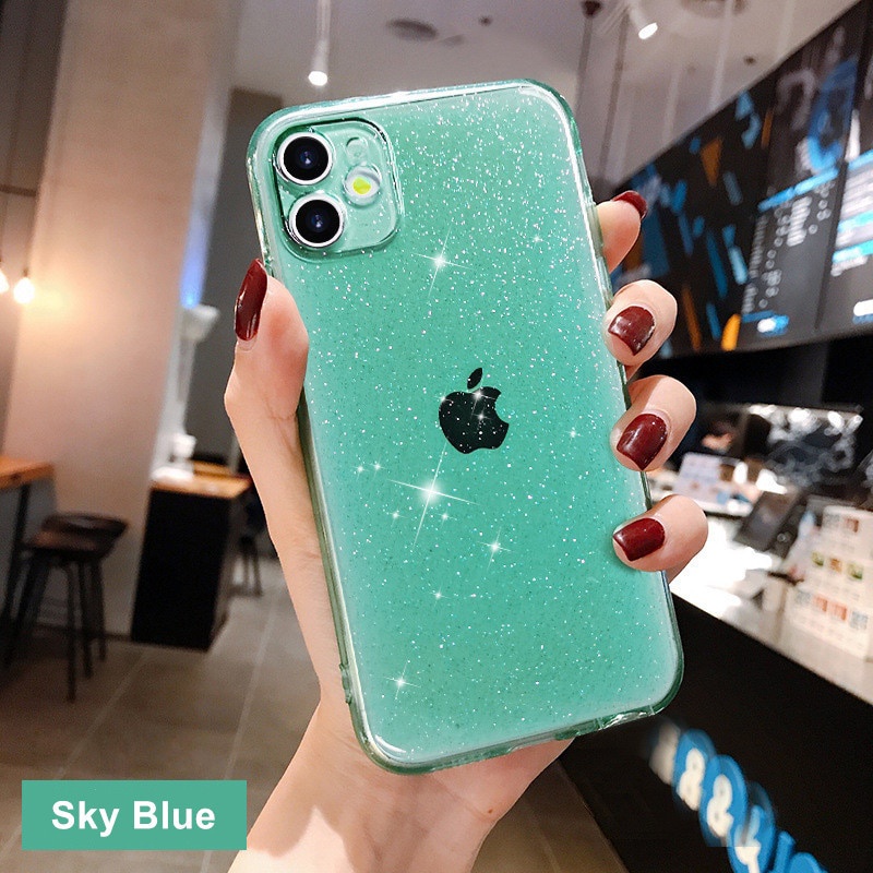 Ốp Điện Thoại Silicon Mềm Trong Suốt Phối Kim Tuyến Cho iPhone 12 11 Pro Max Mini 13 Pro Max