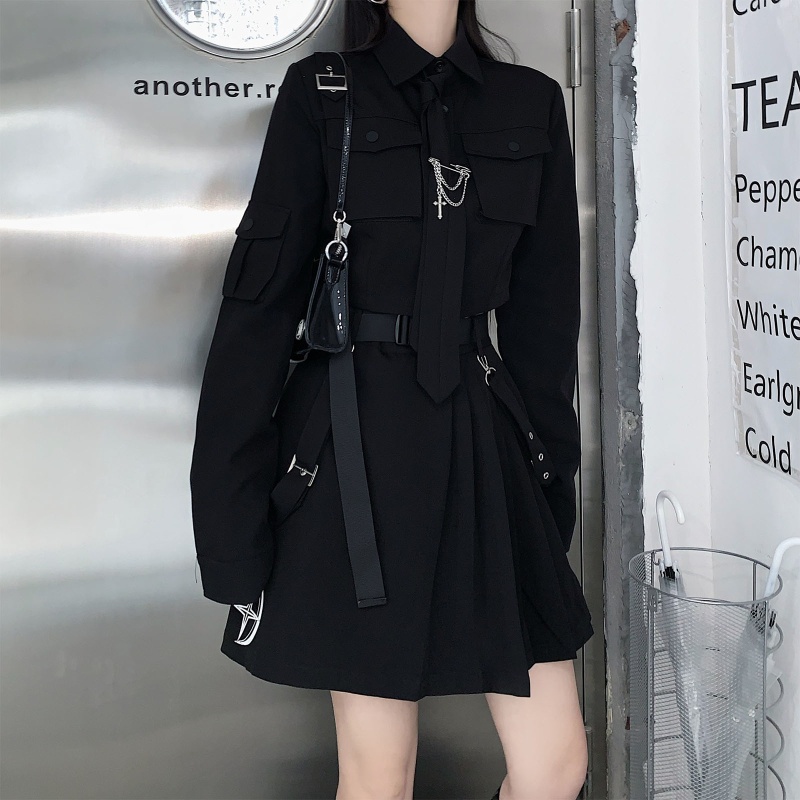 Set Áo Tay Dài Phối Chân Váy Và Thắt Lưng Thời Trang Cho Nữ