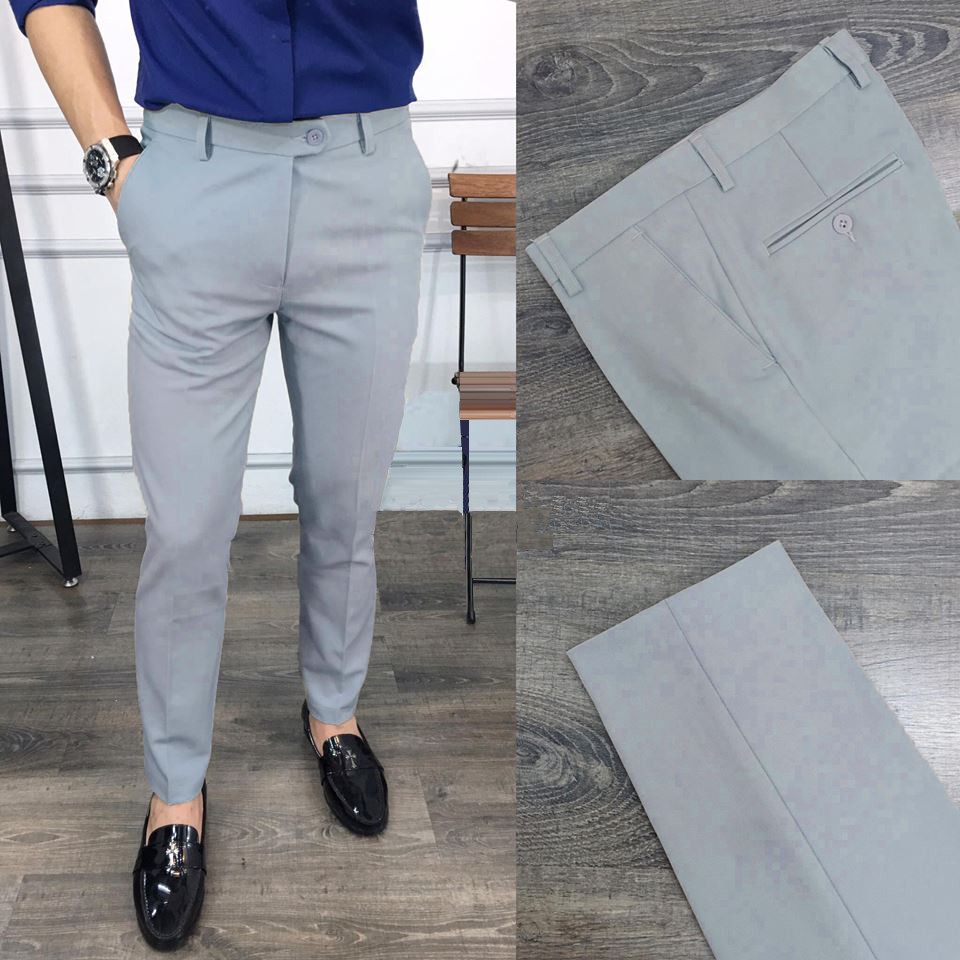 Quần âu nam xám xanh Hàn quốc ,chất tuyết mưa dày dặn co dãn 4 chiều,không xù,form body khoe dáng