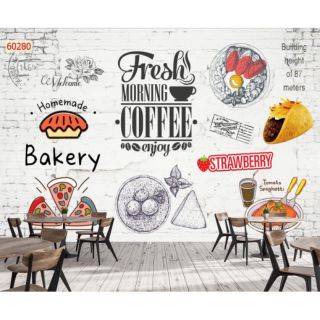 Tranh dán trang trí quán cafe, đồ ăn vặt