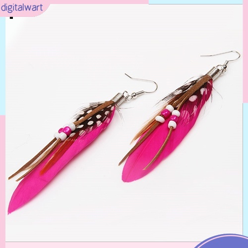 Đôi Khuyên Tai Dài Gắn Lông Vũ Thời Trang Cho Nữ