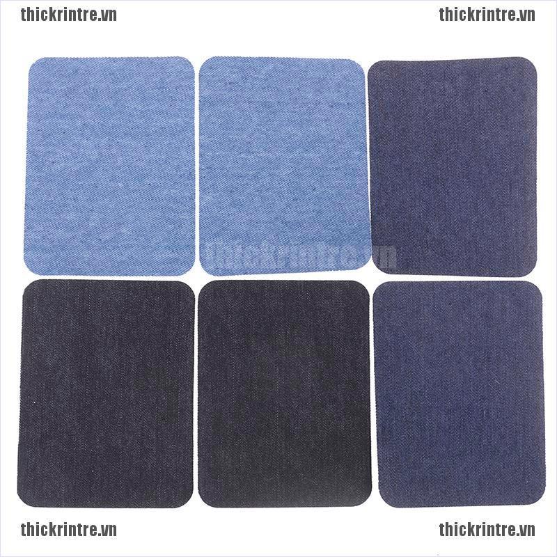 <Hot~new>6pcs Assorted Cotton Jeans Repair Kit 3Color Iron On Denim Patch Sewing Applique