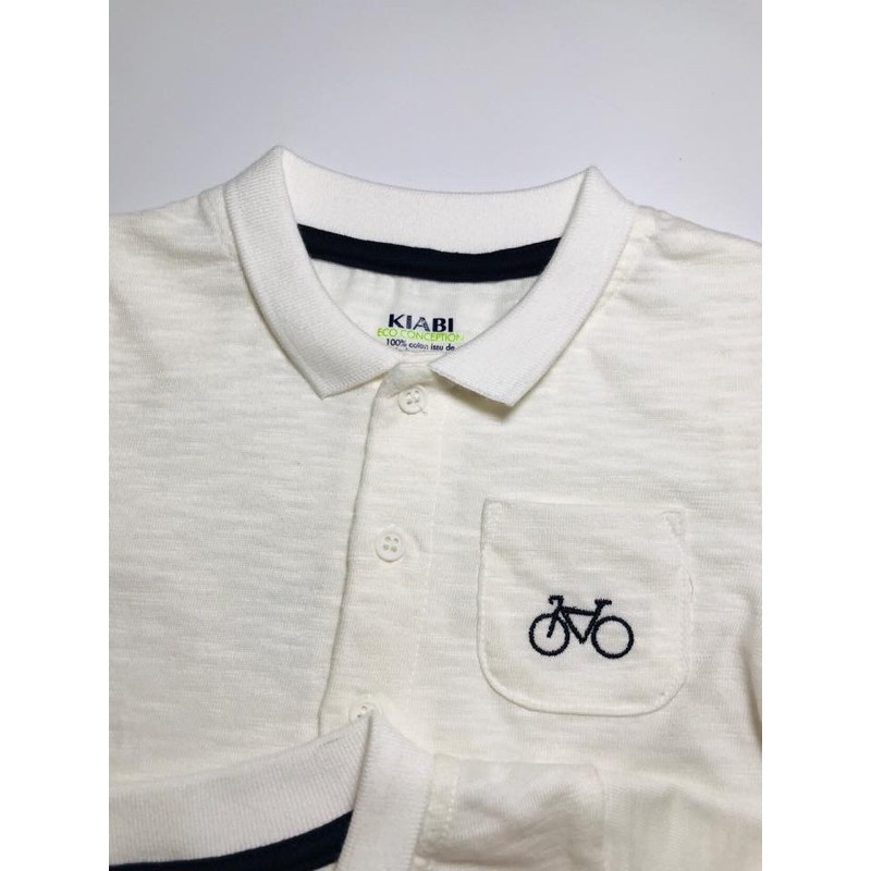 Áo Polo Cộc Tay bé trai màu trắng ngà