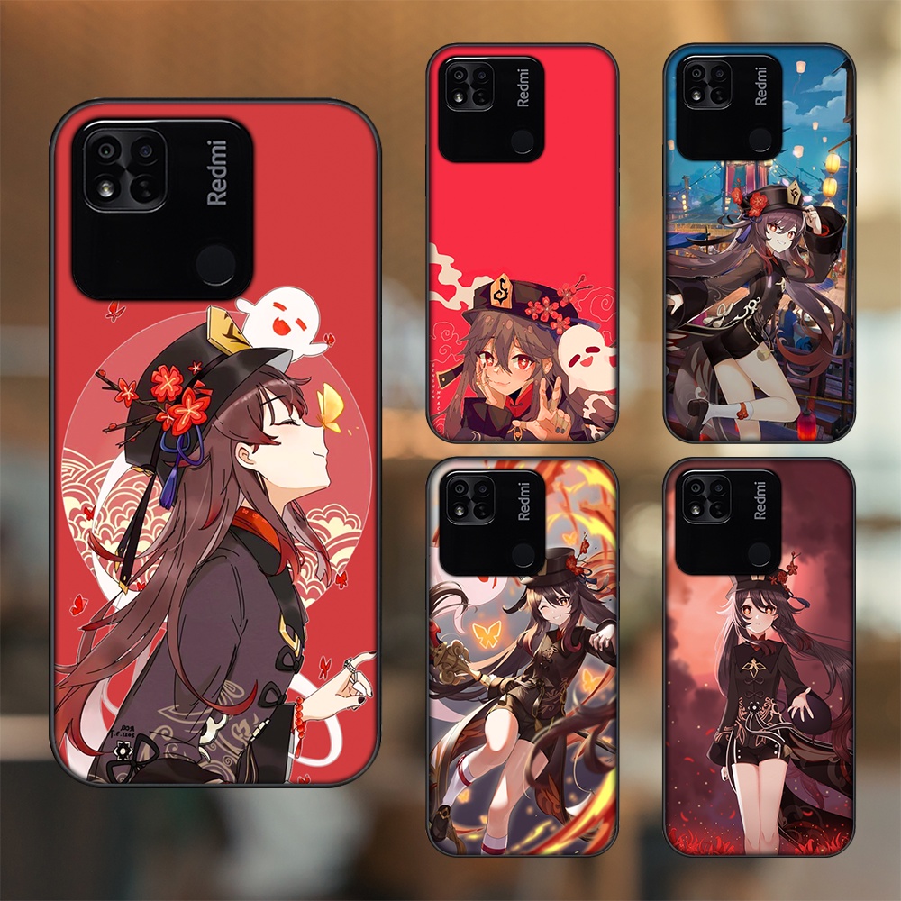 Ốp lưng Xiaomi Redmi 10A viền đen in hình Hutao Genshin Impact