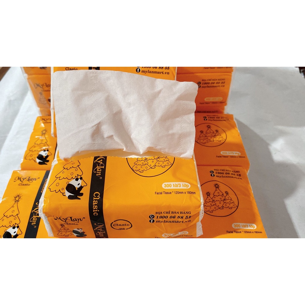 Combo 10 túi giấy lau GẤU TRÚC sợi tre siêu dai, an toàn (gói 300 tờ)-mylan