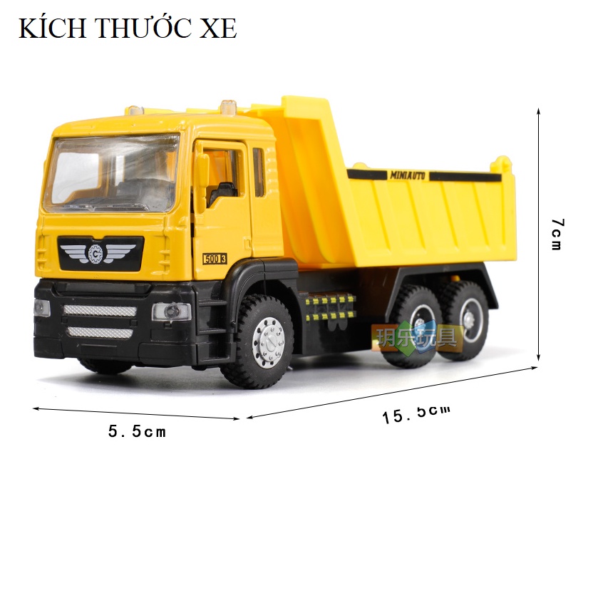 Mô hình xe tải chở hàng 1:50 xe bằng hợp kim nhựa có âm thanh và đèn mở được cửa xe