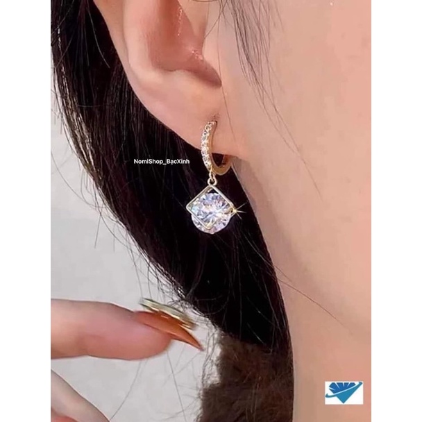 Bông tai Bạc mẫu mới siêu xinh, long lanh lấp lánh đeo lên chanh xả lắm luôn Mainomi Shop Bạc Xinh