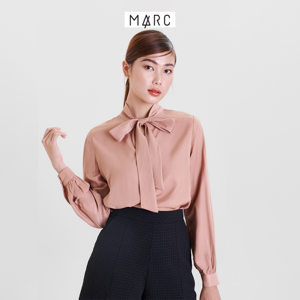 Áo kiểu sơ mi nữ MARC FASHION tay dài thắt nơ