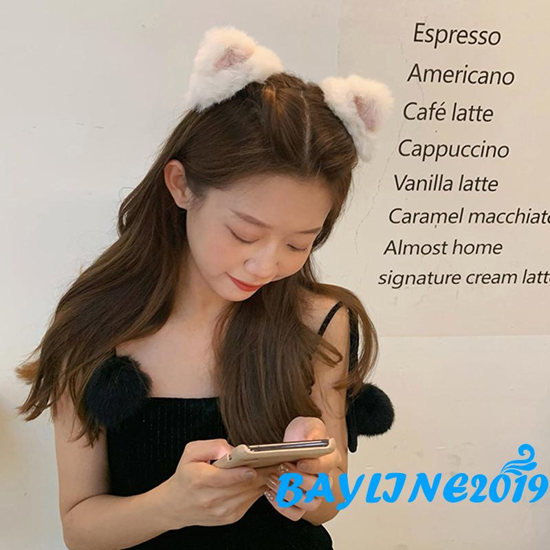 Kẹp tóc hình tai mèo bằng lông mềm mại phong cách hoạt hình ngọt ngào cho nữ