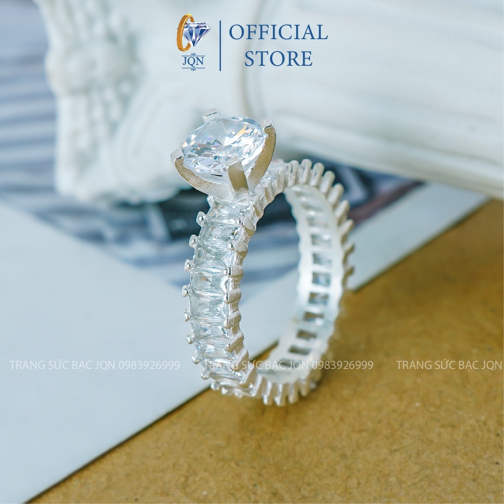 Nhẫn Nữ Bạc Ta JQN N39 Mẫu Nhẫn Đính Đá Full Sang Chảnh