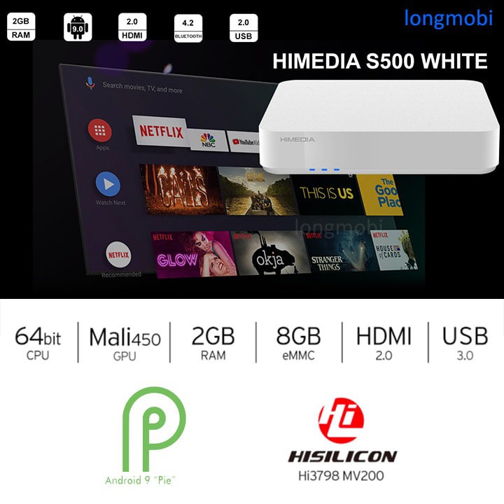 Himedia S500 - Android 9.0 Nguyên Gốc, Điều Khiển Giọng Nói Model 2020