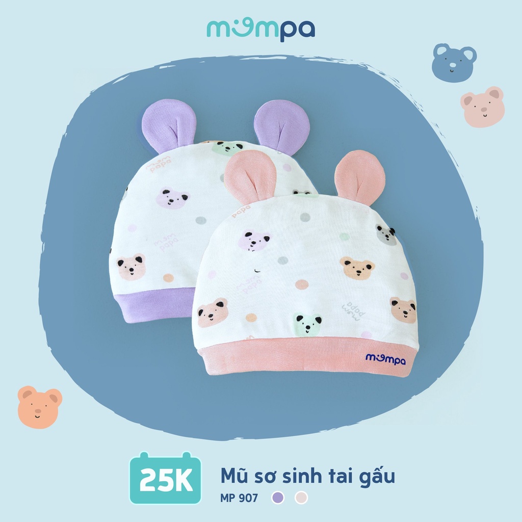 Set bao tay chân mũ yếm sơ sinh cho bé Mompa vải sợi tre mềm mịn co giãn 907