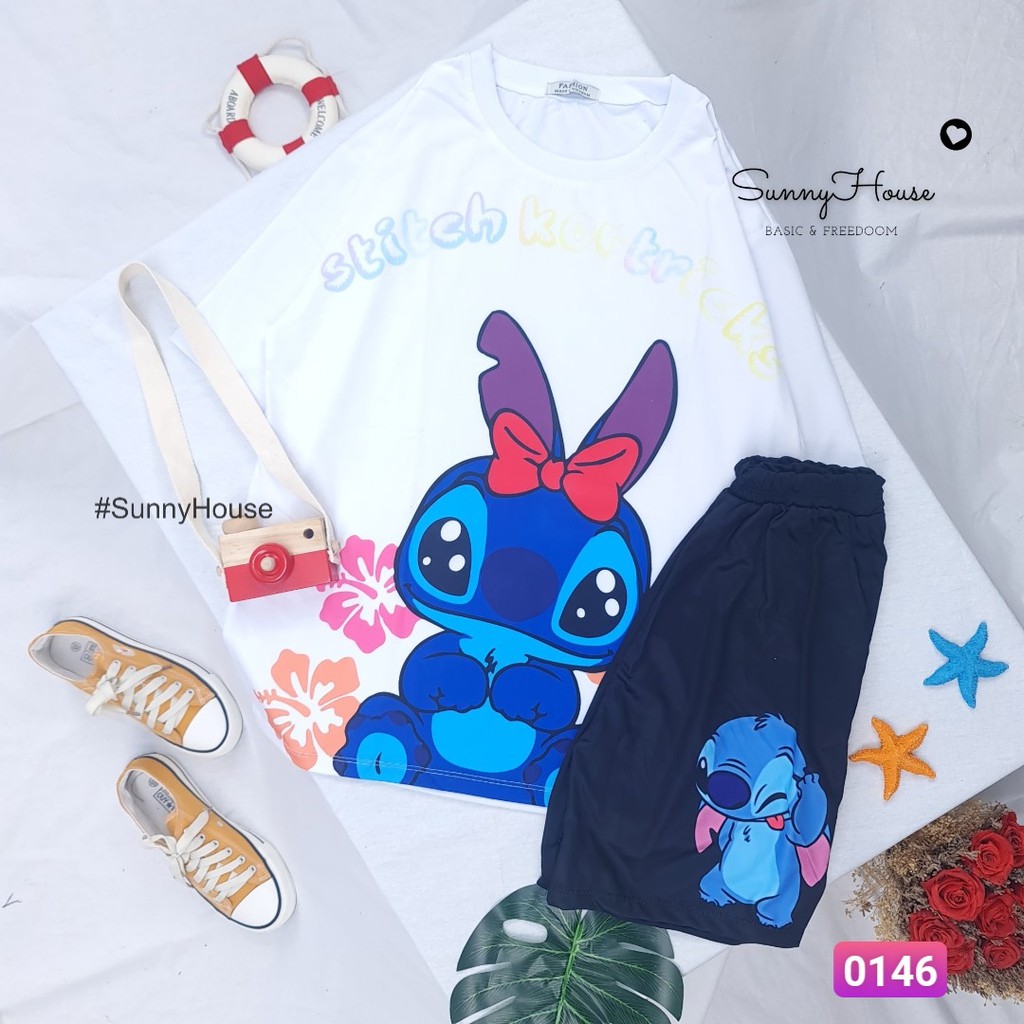 Đồ bộ hoạt hình quần ngắn,Set cartoon .Unisex form rộng SunnyHouse Mã SP002160