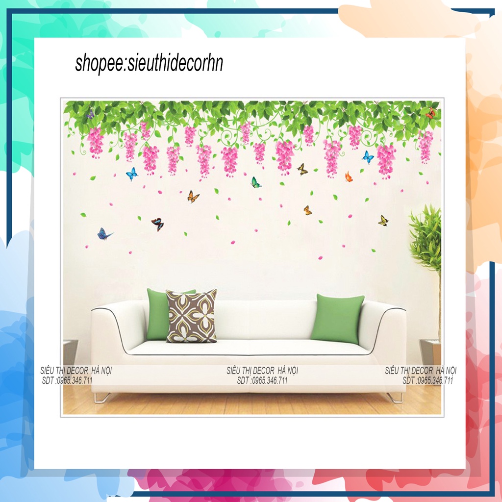 Decal dán tường phòng ngủ HOA TIGON XY1132. Đề can dán tường Hàn quốc kích thước 60x90cm