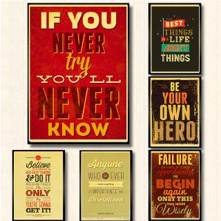 Poster Giấy kraft Treo Tường In Câu Nói Truyền Cảm Hứng Phong Cách vintage Trang Trí Nội Thất
