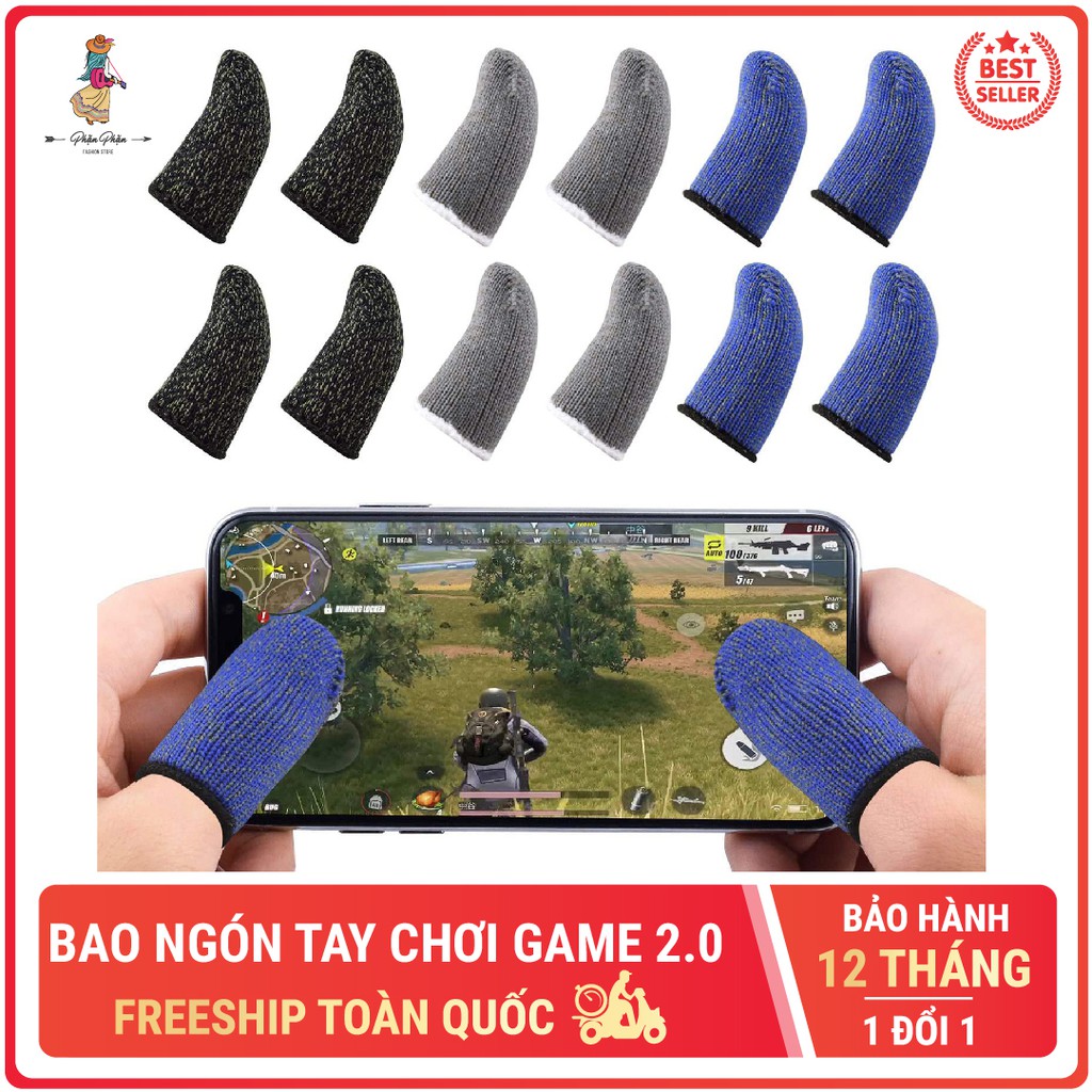 Bộ 2 bọc ngón tay cảm ứng chơi game mobile 2.0 siêu mỏng thoáng khí chống trượt ra mồ hôi và xây xước màn hình Phặn Phặn