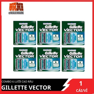 COMBO 6 Lưỡi cạo râu Gillette Vector lưỡi 2sX6