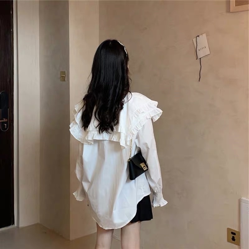 Áo Sơmi Cổ Bèo Tay Phồng Tiểu Thư Tay Bo Chun | BigBuy360 - bigbuy360.vn