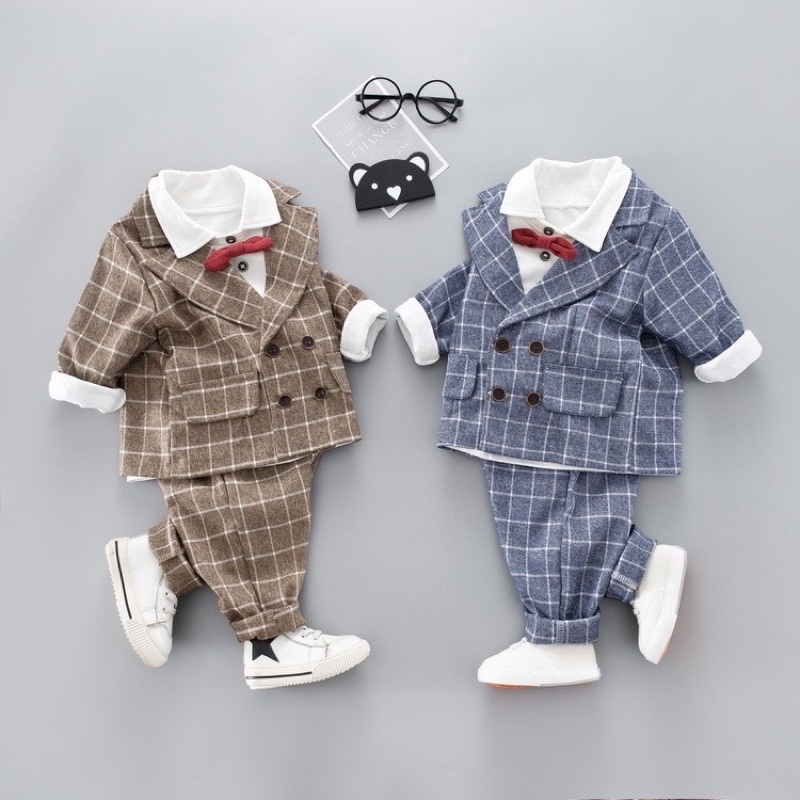 Set Vest 3 Chi Tiết Cho Bé Trai Mặc Tết Size 1-5 Tuổi