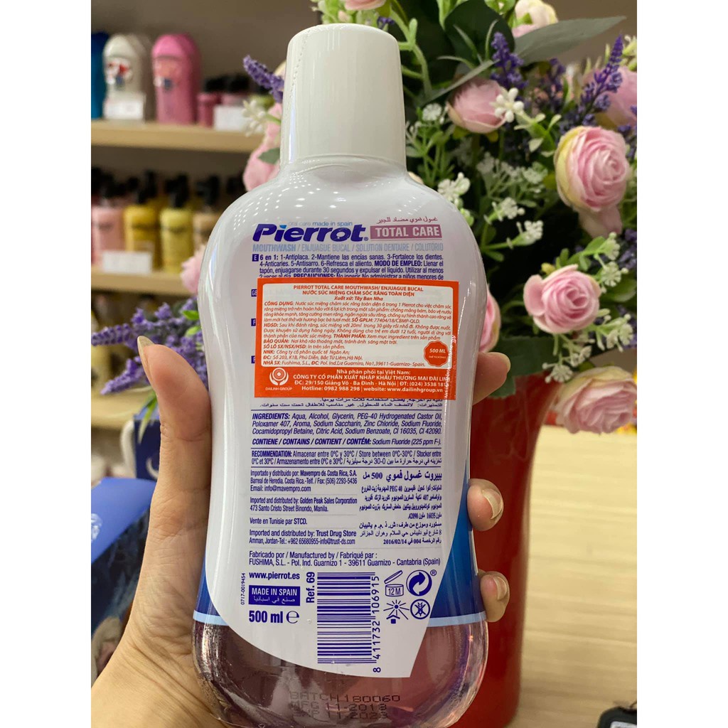 Nước Súc Miệng Pierrot 500ml Cho Răng Nhạy Cảm, Trẻ Em, Chống Hình Thành Mảng Bám, Bảo Vệ Toàn Diện Cho Răng