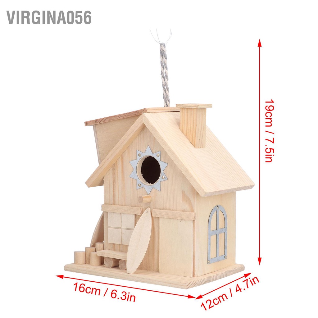 Virgina056 Nhà chim bằng gỗ ngoài trời Phong cách nông thôn Vườn treo trang trí Tổ yến cho én