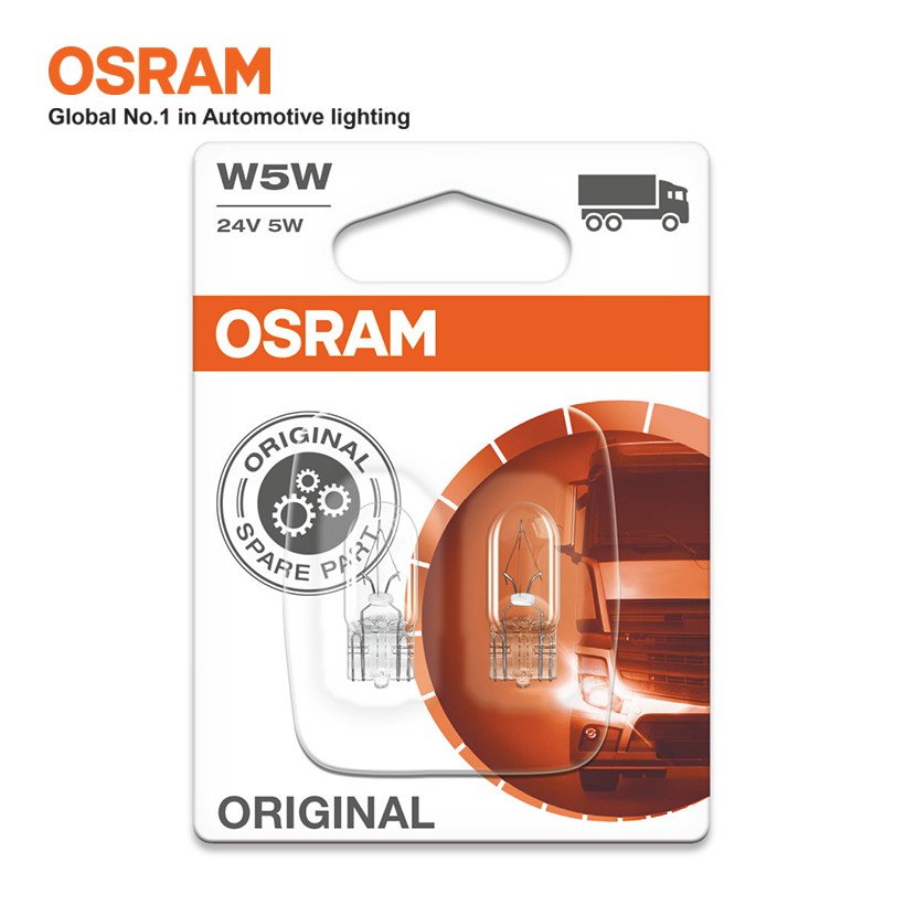 Combo 2 Bóng Đèn Chân Ghim Nhỏ 1 Tim OSRAM Original T10 W5W 24V 5W Nhập Khẩu Chính Hãng