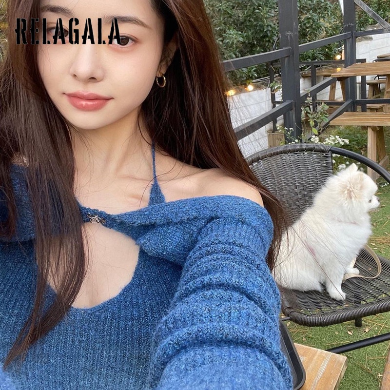 Áo Dệt Kim Trễ Vai Màu Sắc Đơn Giản Quyến Rũ Dành Cho Nữ