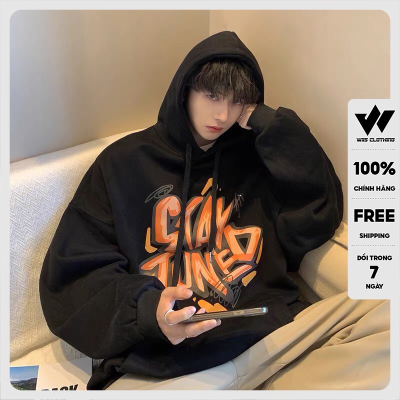 Áo hoodie unisex WIIS form rộng nỉ nam nữ STAY TUNED HD11 thời trang thu đông oversize