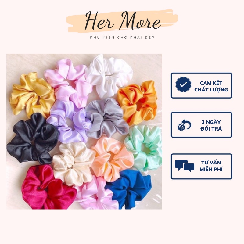 Scrunchies cột tóc lụa cao cấp, voan kính siêu xinh