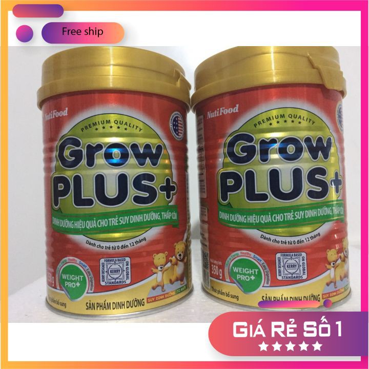 ComBo 2 Lon Sữa Growplus Đỏ Lon350g Dành cho trẻ Từ 0-12 tháng