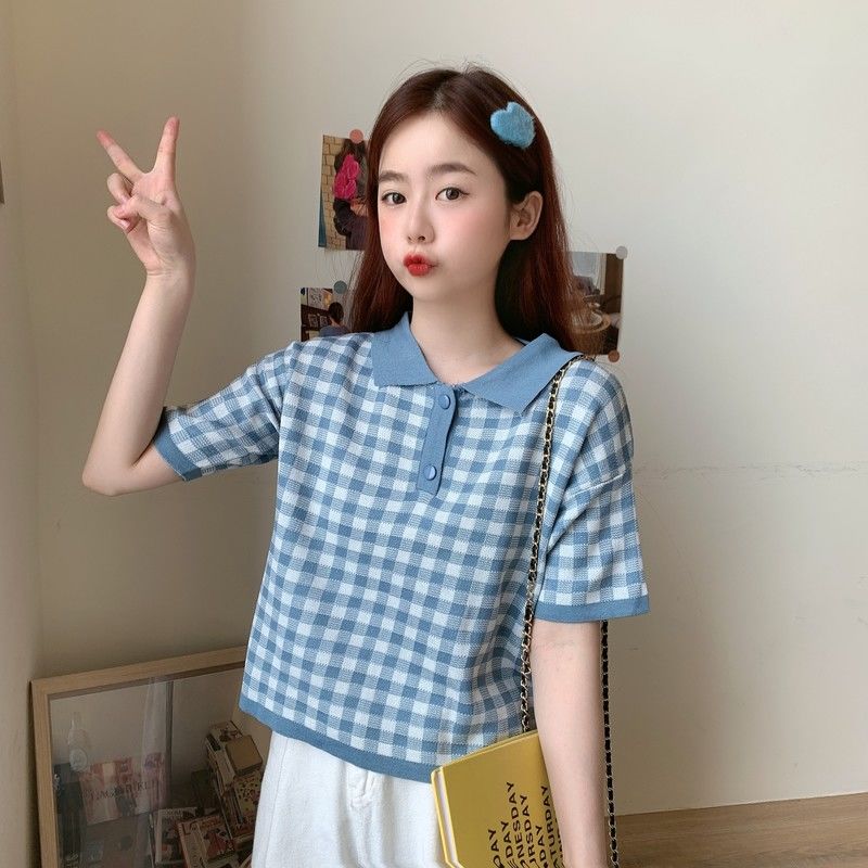 t-shirt women new loose POLO collar