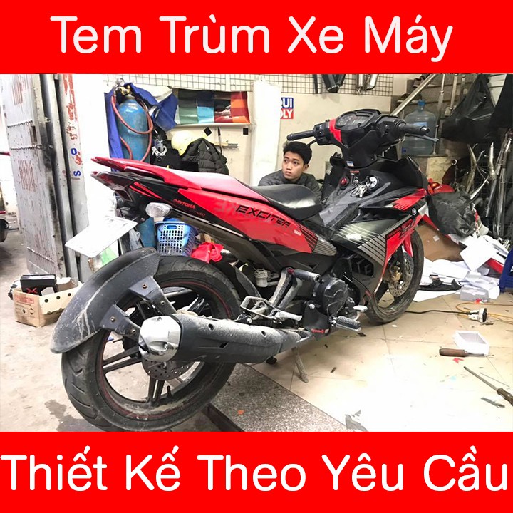 Tem Trùm Xe Exciter 150 Đỏ Đen