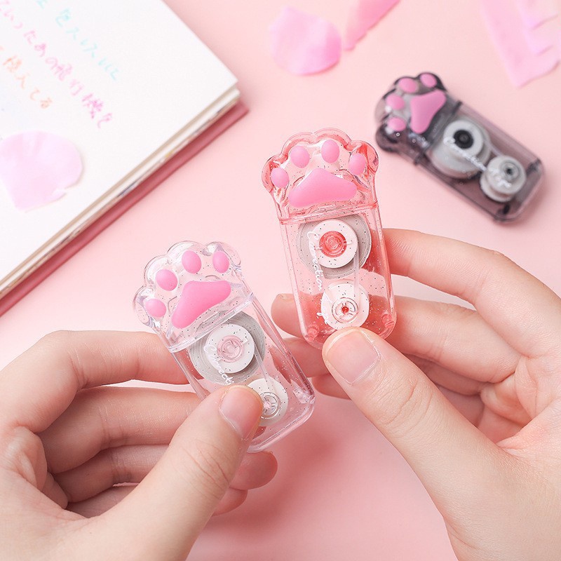 1 Cuộn Băng Keo Dán Trang Trí Sổ Lưu Niệm Hình Bàn Chân Mèo Dễ Thương