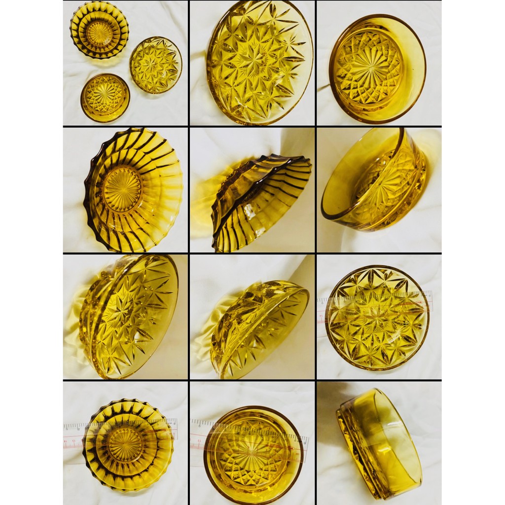 Chén thuỷ tinh vàng (nhiều mẫu) - thuỷ tinh nhật