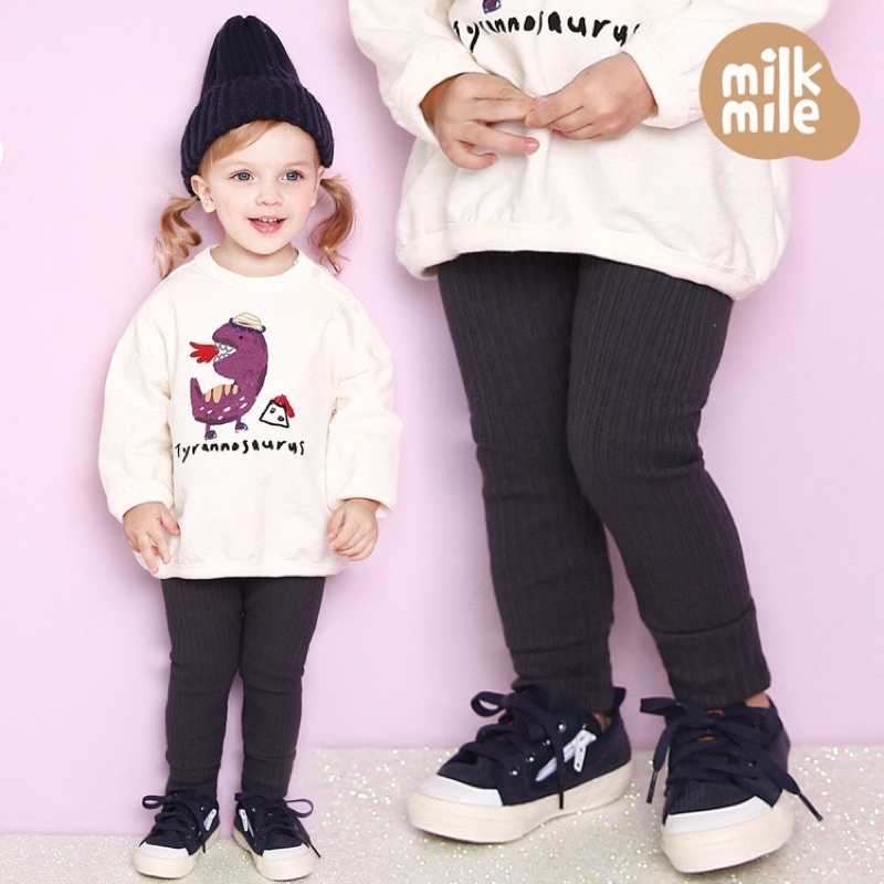 Quần legging Milk Mile chất cotton thun gân mềm mại cho bé cao từ 90-130cm