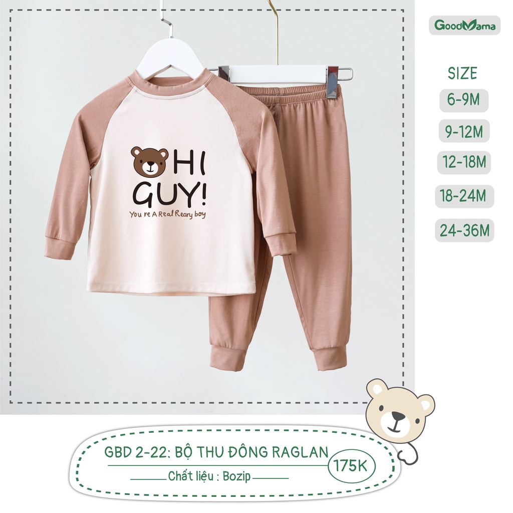 [Chính Hãng] Bộ quần áo dài tay khuy vai petit pool bear trẻ em Good Mama