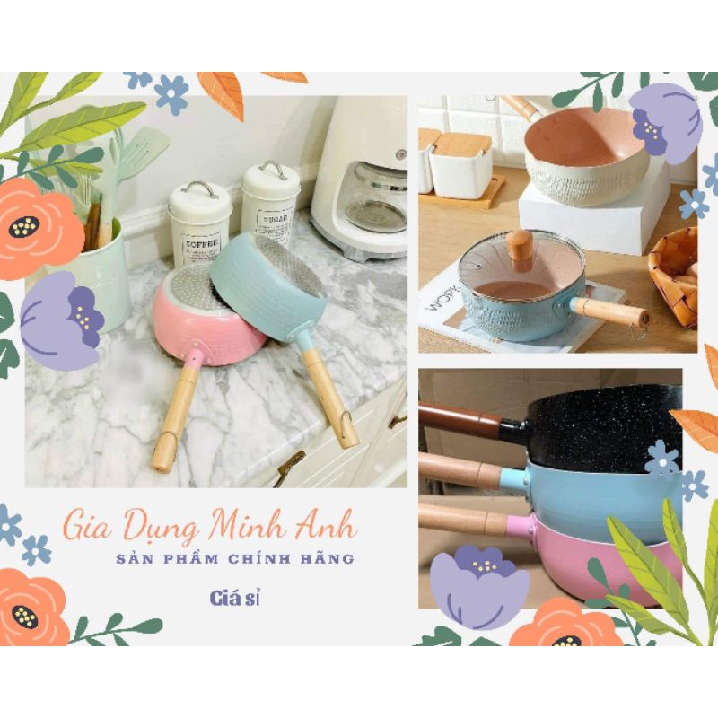 Chảo sâu lòng chống dính 18cm, dày dặn, xinh xắn ( dùng được cả bếp từ )