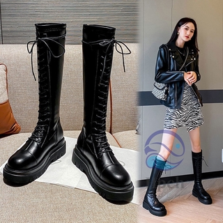 Giày Bốt Cổ Cao Thời Trang 2020 Cá Tính Cho Nữ Đen
